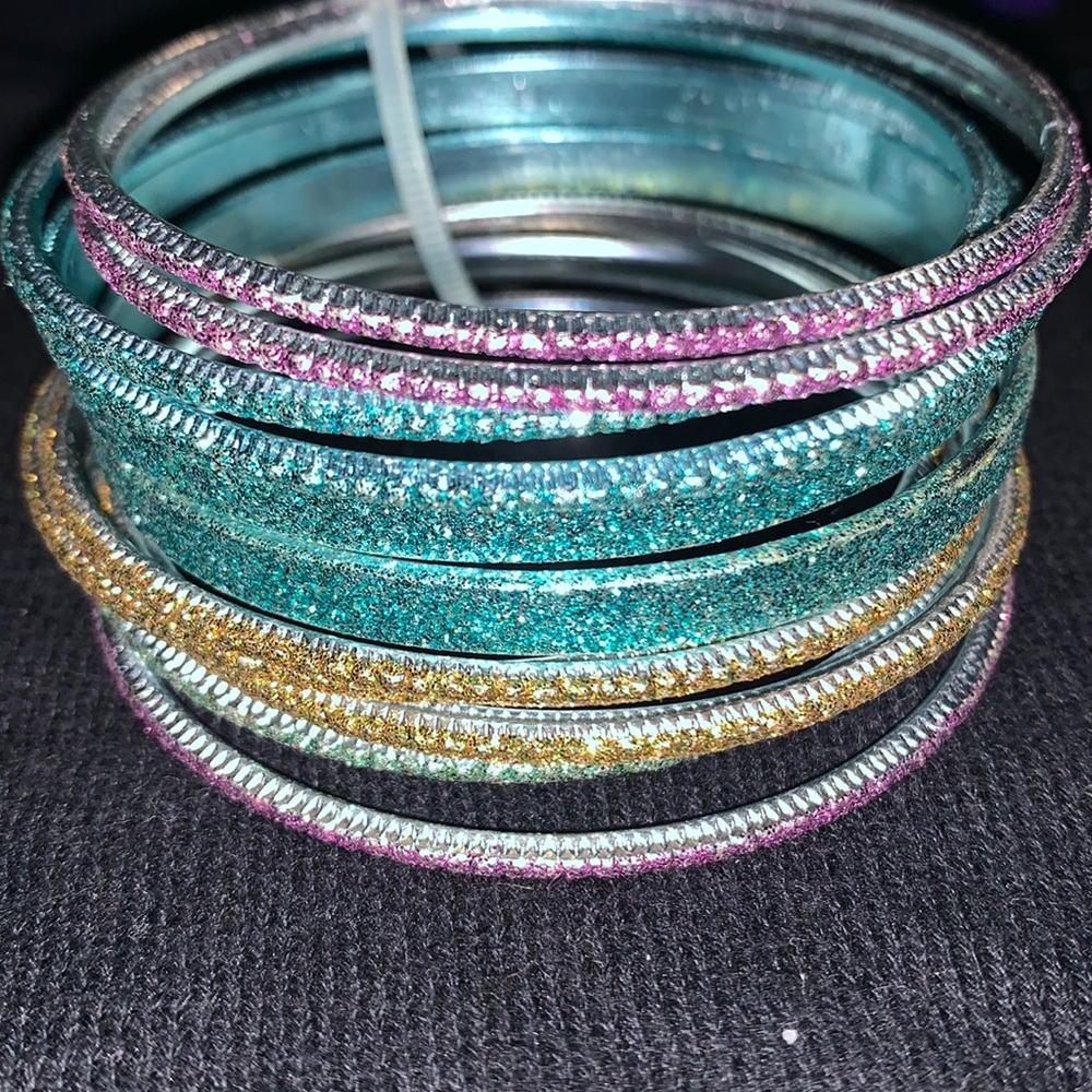 Set of 12 sparkling bangles.